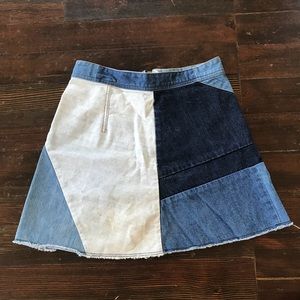 Zara patchwork mini denim skirt sz small